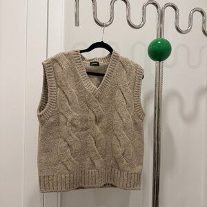 We11done Cable Knit Wool Blend Vest Beige Size S